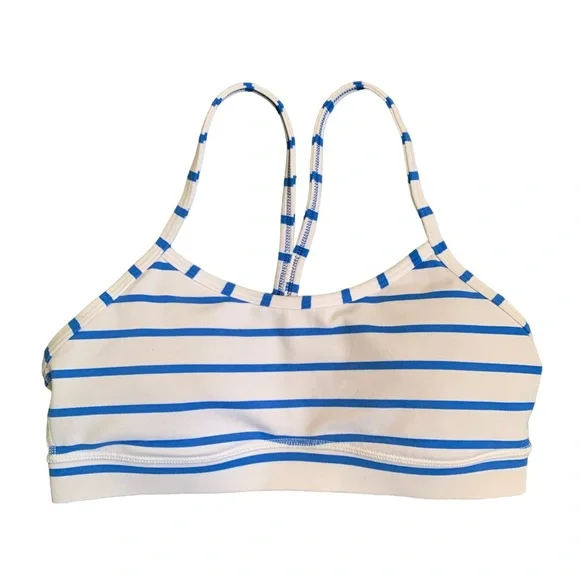 LULULEMON Blue & White Stripe Flow Y Bra size 4 - Picture 6 of 11